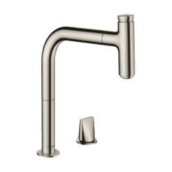 HansGrohe Metris Select M71 2 - Delikli Tek Kollu Eviye Bataryası 200, Çekilebilir Gaga, 1Jet, Sbox - 73804800 - 1