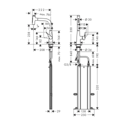 HansGrohe Metris Select M71 Tek Kollu Eviye Bataryası 240, Çekilebilir El Duşu, 2Jet, Sbox - 73817000 - 2