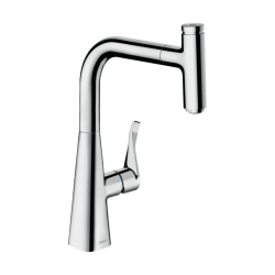 HansGrohe Metris Select M71 Tek Kollu Eviye Bataryası 240, Çekilebilir Gaga, 1Jet, Sbox - 73802000 - HANSGROHE