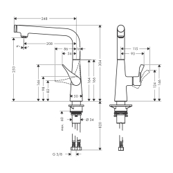 HansGrohe Metris Select M71 Tek Kollu Eviye Bataryası 260, 1Jet - 14847000 - 2