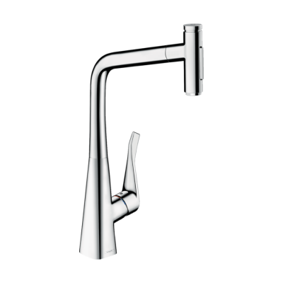 HansGrohe Metris Select M71 Tek Kollu Eviye Bataryası 320, Çekilebilir El Duşu, 2Jet, Sbox - 73816000 - 1