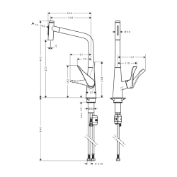 HansGrohe Metris Select M71 Tek Kollu Eviye Bataryası, Çekilebilir El Duşu İle - 73820000 - 2