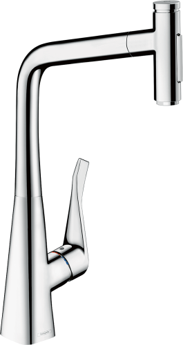 HansGrohe Metris Select M71 Tek Kollu Eviye Bataryası, Çekilebilir El Duşu İle - 73820000 - 1
