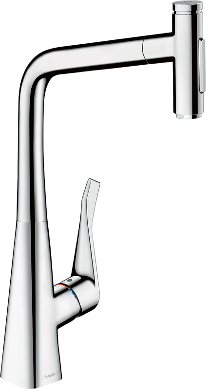 HansGrohe Metris Select M71 Tek Kollu Eviye Bataryası, Çekilebilir El Duşu İle - 73820000 - 1