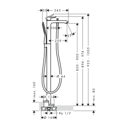 HansGrohe Metris Tek Kollu Banyo Bataryası Yerden - 31471000 - 2