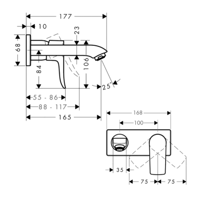 HansGrohe Metris Tek Kollu Lavabo Bataryası Ankastre Duvara Monte, 16.5 Cm Gaga İle - 31085000 - 2