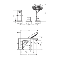 HansGrohe Metropol 3 - Delikli Küvet Kenarı Tek Kollu Banyo Bataryası Loop Volan İle - 74550000 - 2