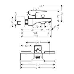 HansGrohe Metropol Tek Kollu Banyo Bataryası Aplike, Çubuk Volan İle - 32540000 - 2