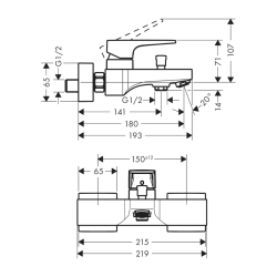 HansGrohe Metropol Tek Kollu Banyo Bataryası Aplike, Loop Volan İle - 74540000 - 2