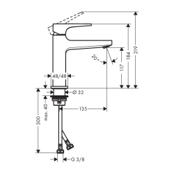 HansGrohe Metropol Tek Kollu Lavabo Bataryası 110 Çubuk Volan Ve Bas - Aç Gider Seti İle - 32507140 - 2