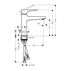 HansGrohe Metropol Tek Kollu Lavabo Bataryası 110 Kumandalı Ve Loop Volan İle - 74506000 - 2