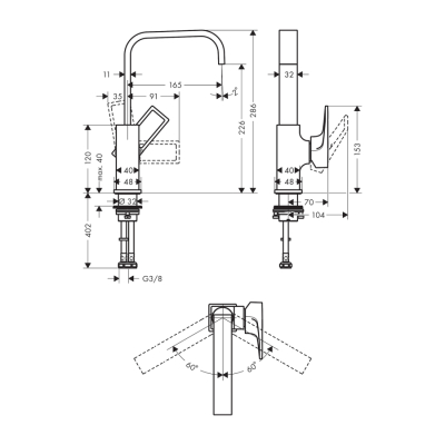 HansGrohe Metropol Tek Kollu Lavabo Bataryası 230 Loop Volan Ve Bas - Aç Gider Seti İle - 74511000 - 2