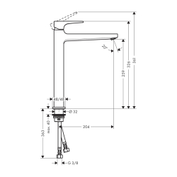 HansGrohe Metropol Tek Kollu Lavabo Bataryası 260 Çubuk Volan, Bas - Aç Gider Seti İle, Çanak Lavabolar İçin - 32512000 - 2