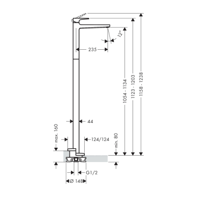 HansGrohe Metropol Tek Kollu Lavabo Bataryası Kumandasız, Çubuk Volan, Yerden - 32530000 - 2