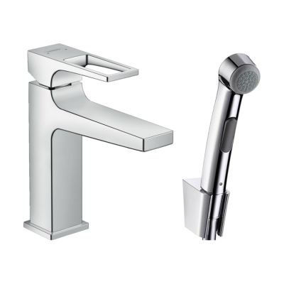 HansGrohe Metropol Tek Kollu Lavabo Bataryası Loop Volan, Bidette El Duşu Ve 160 Cm Duş Hortumu İle - 74522000 - 1