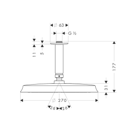 HansGrohe Raindance Classic Tepe Duşu 240 1 Jet, Tavan Bağlantısı İle - 27405000 - 2