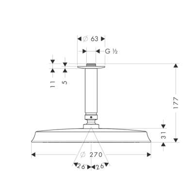 HansGrohe Raindance Classic Tepe Duşu 240 1 Jet, Tavan Bağlantısı İle - 27405000 - 2