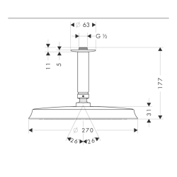 HansGrohe Raindance Classic Tepe Duşu 240 1 Jet, Tavan Bağlantısı İle - 27405090 - 2