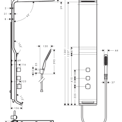 HansGrohe Raindance Duş Paneli Lift 180 2 Jet, Aplike - 27008400 - 2