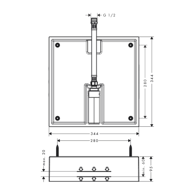 HansGrohe Raindance E İç Set Tepe Duşu 400/400 1 Jet - 26254180 - 2