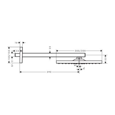 HansGrohe Raindance E Tepe Duşu 300 1 Jet, Duş Dirseği İle - 26238000 - 2