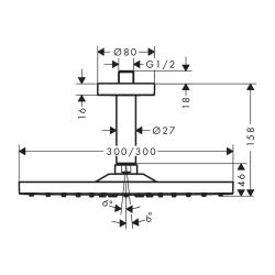 HansGrohe Raindance E Tepe Duşu 300 1 Jet, Tavan Bağlantısı İle - 26250140 - 2