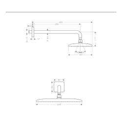 HansGrohe Raindance E Tepe Duşu 360 1 Jet, 39 Cm Duş Dirseği İle - 27376000 - 2