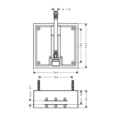 HansGrohe Raindance İç Set Tepe Duşu 260/260 1 Jet - 26471180 - 2