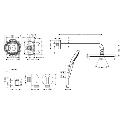 HansGrohe Raindance S Duş Sistemi 240 1Jet Powderrain, Showerselect S İle - 27959670 - 2