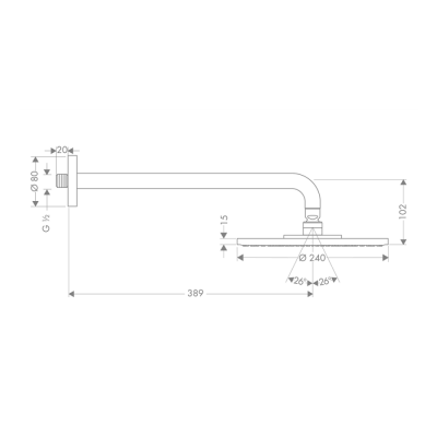 HansGrohe Raindance S Tepe Duşu 240 1 Jet, Duş Dirseği İle - 27474000 - 2