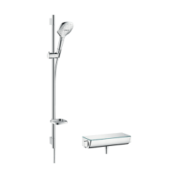 HansGrohe Raindance Select E Aplike Duş Sistemi 120 3Jet, Ecostat Select Termostat Ve 90 Cm Duş Barı İle - 27039000 