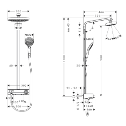 HansGrohe Raindance Select E Duş Kolonu 300 2 Jet, Ecosmart, 9 Lt/Dk, Showertablet Select 300 İle - 27283400 - 2