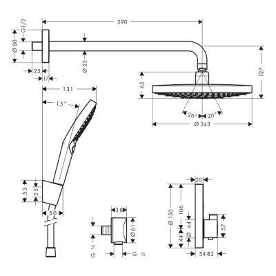 HansGrohe Raindance Select S Ankastre Duş Sistemi Showerselect S Termostat İle - 27297000 - 2