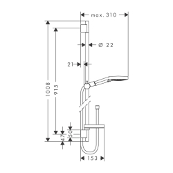 HansGrohe Raindance Select S Duş Seti 120 3 Jet, Ecosmart, 9Lt/Dk, 90 Cm Duş Barı Ve Sabunluk İle - 26633000 - 2