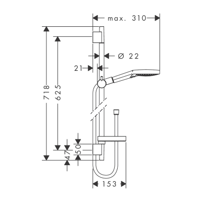 HansGrohe Raindance Select S Duş Seti 120 3 Jet, Powderrain, 65 Cm Duş Barı İle - 27654000 - 2