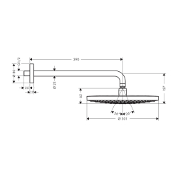 HansGrohe Raindance Select S Tepe Duşu 300 2 Jet, Duş Dirseği İle - 27378000 - 2