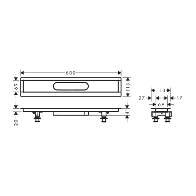 HansGrohe Raindrain Montaj Seti 600 Duş Kanalı İçin - 56010180 - 2