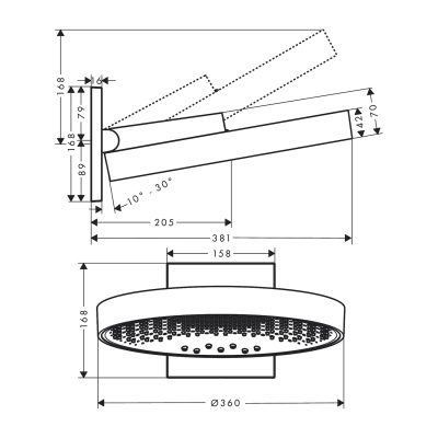 HansGrohe Rainfinity Tepe Duşu 360 3Jet, Duvar Bağlantısı İle - 26234000 - 2