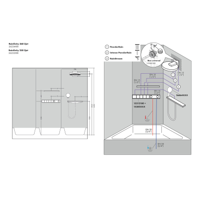 HansGrohe Rainfinity Tepe Duşu 360 3Jet, Duvar Bağlantısı İle - 26234140 - 2