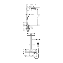 HansGrohe Rainmaker Select Duş Kolonu 460 2 Jet, Ecosmart, 9 Lt/Dk, Termostat İle - 27028400 - 2