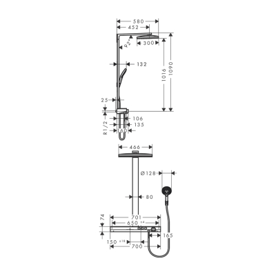 HansGrohe Rainmaker Select Duş Kolonu 460 2 Jet, Termostat İle - 27109400 - 2