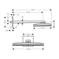 HansGrohe Rainmaker Select Tepe Duşu 460 1 Jet, Duş Dirseği İle - 24003600 - 2