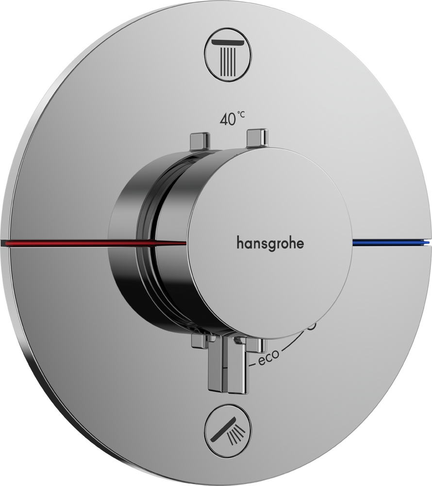 Hansgrohe RainSelect Comfort S EN1717'ye uygun entegre güvenlik kombinasyonu ile 2 fonksiyon için ankastre kurulumlu termostat - 15556000 - 1