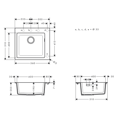 HansGrohe S51 S510 - F450 Ankastre Eviye 450 - 43312170 - 2