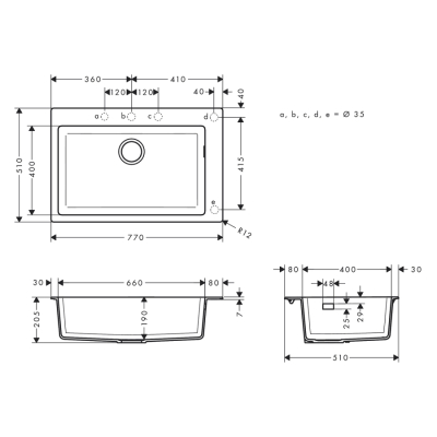 HansGrohe S51 S510 - F660 Ankastre Eviye 660 - 43313290 - 2