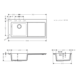 HansGrohe S51 S5110 - F450 Ankastre Eviye 450 Damlalıklı - 43330170 - 2