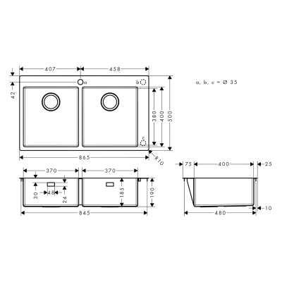 HansGrohe S71 S711 - F765 Ankastre Eviye 370/370 - 43303800 - 2