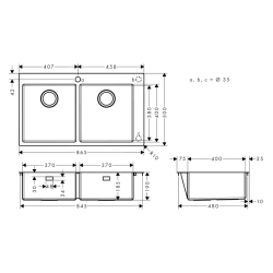 HansGrohe S71 S711 - F765 Ankastre Eviye 370/370 - 43303800 - 2