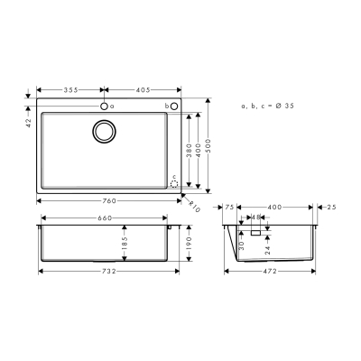 HansGrohe S71 S712 - F660 Ankastre Eviye 660 - 43308800 - 2