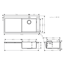 HansGrohe S71 S715 - F450 Ankastre Eviye 450, Damlalıklı - 43306800 - 2